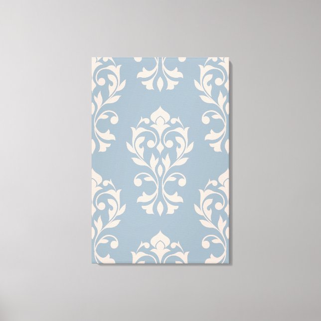 Heart Damask Lg Ptn II Pink on Blue Canvas Print (Front)