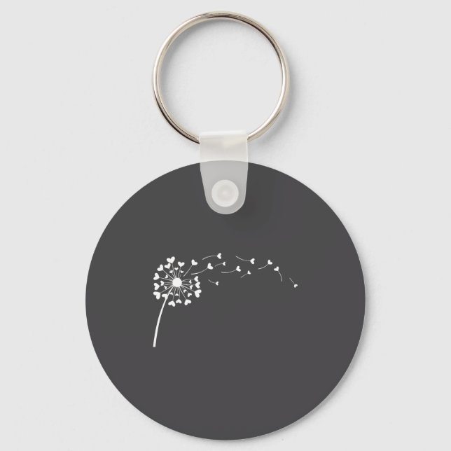 Heart Dandelion Flower Love Cute Valentines Day Wo Keychain (Front)
