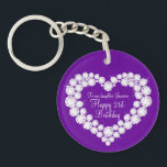 Heart daughter 21st birthday gift  keychain<br><div class="desc">Pretty diamond graphic effect on purple keepsake keychain. Perfect to showcase an extra special gift for your daughter on special 21st Birthday,  such as a car or can be customized with your own words. Exclusive design by Sarah Trett for www.mylittleeden.com on Zazzle.</div>