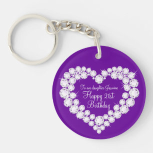 Heart daughter 21st birthday gift keychain