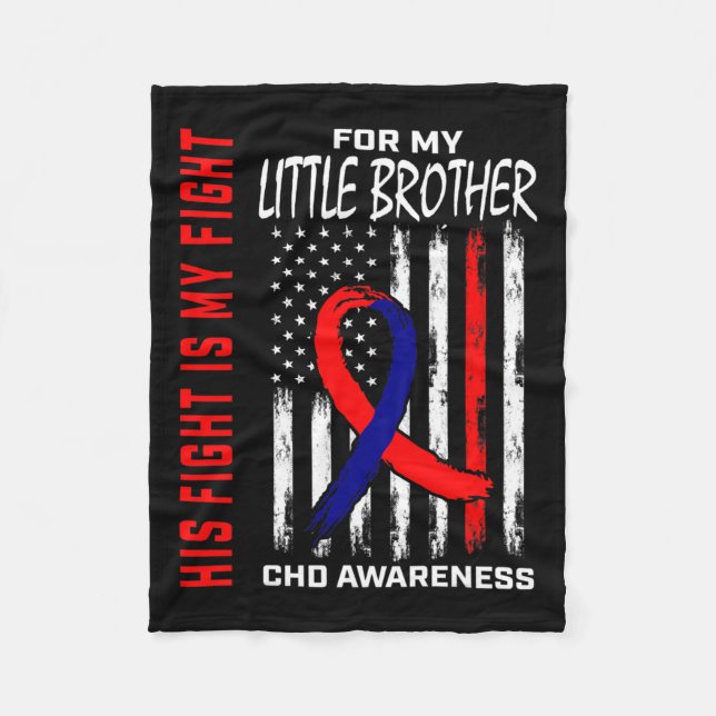 Heart Defect Chd Awareness Little Brother Flag  Fleece Blanket (Front)