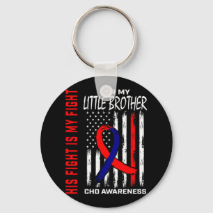 Heart Defect Chd Awareness Little Brother Flag Keychain