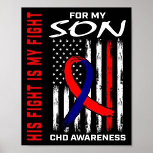Heart Defect Chd Awareness Son Usa American Flag  Poster