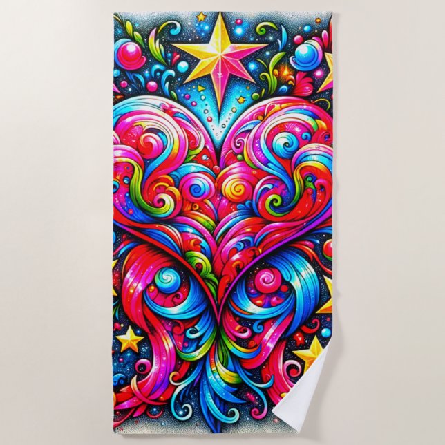 Heart Design Beach Towel (Front)