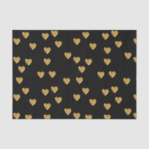 Heart Design Black And Gold Tissue Paper