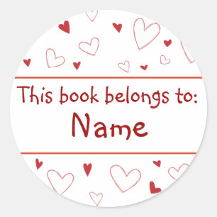Heart Design - Book Plate Classic Round Sticker