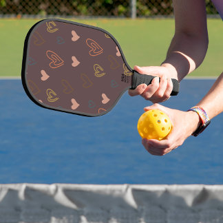 Heart Design Brown Background Pickleball Paddle