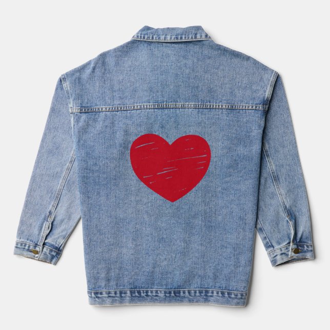 Heart Design Denim Jacket for Adorable Style" (Back)