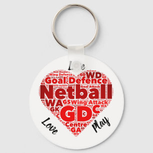 Heart Design GD Inspirational Netball Keychain