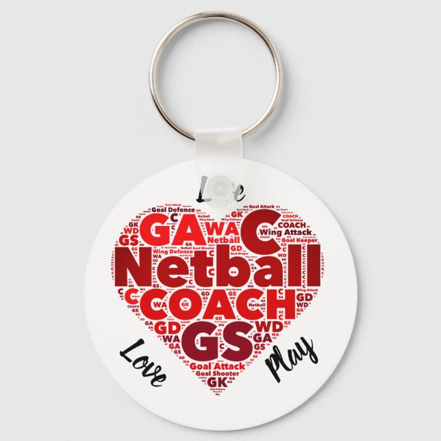 Heart Design Inspirational Netball Coach Keychain (Front)