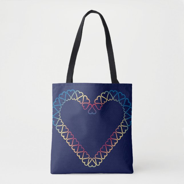Heart design on shoulder tote bag (Front)