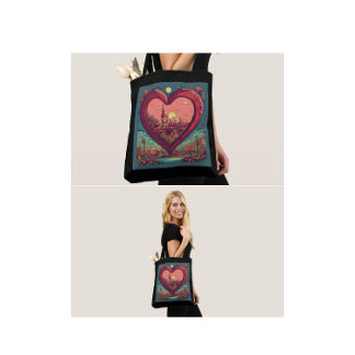 Heart design tote bag