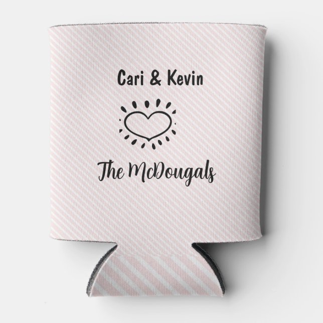 Heart Design Wedding Favour Can Cooler (Front)