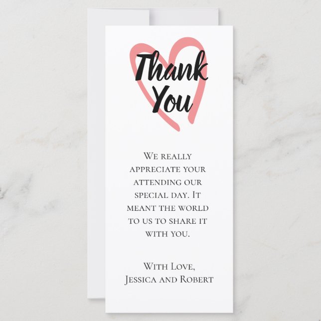 Heart design wedding thank you note (Front)