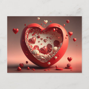 Heart designed 3D  postcard