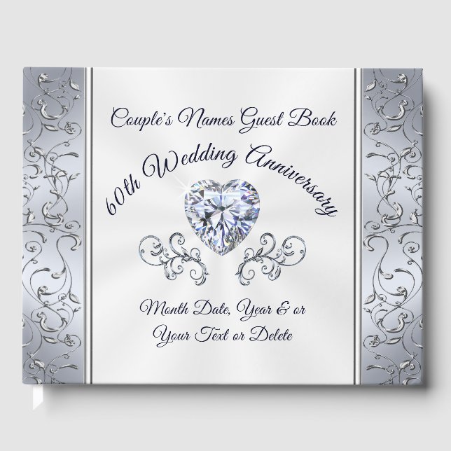 Heart Diamond Mariage Anniversaire Livre d'invité (Recto)
