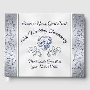 Heart Diamond Wedding Anniversary Guest Book