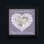 Heart diamond wedding photo wife gift box<br><div class="desc">Pretty diamond graphic effect keepsake trinket gift box. Perfect to showcase a extra special gift for your wife on an special 60 years diamond wedding anniversary or other special occasion. Gift box reads: "To my wonderful Wife Patricia. Happy Diamond Anniversary can be customized with your photo and own name and...</div>