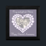 Heart diamond wedding photo wife gift box<br><div class="desc">Pretty diamond graphic effect keepsake trinket gift box. Perfect to showcase a extra special gift for your wife on an special 60 years diamond wedding anniversary or other special occasion. Gift box reads: "To my wonderful Wife Patricia. Happy Diamond Anniversary can be customized with your photo and own name and...</div>