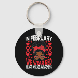 Heart Disease African American Girl In February We Keychain