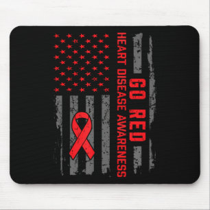 Heart Disease American Flag Go Red Heart Disease A Mouse Pad