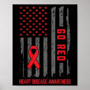 Heart Disease American Flag Go Red Heart Disease A Poster