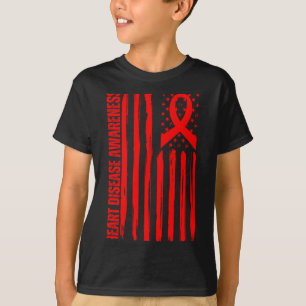 Heart Disease Awareness American Flag Chd Congenit T-Shirt