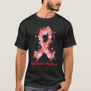 Heart Disease Awareness Butterfly Floral Flowers R T-Shirt