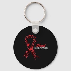 Heart Disease Awareness Butterfly Go Red Heart Keychain