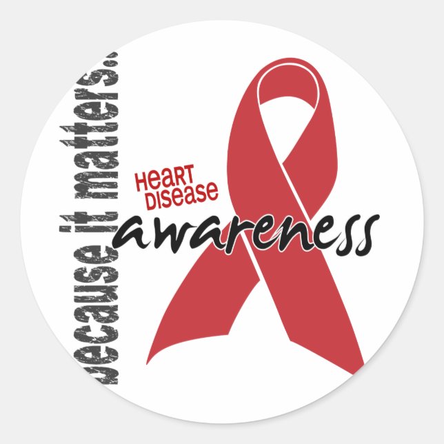 Heart Disease Awareness Classic Round Sticker (Front)