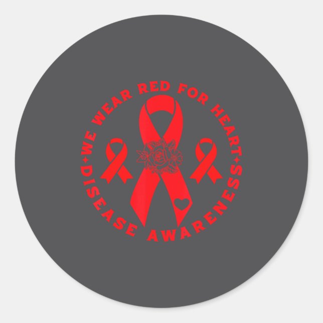 Heart Disease Awareness  Classic Round Sticker (Front)