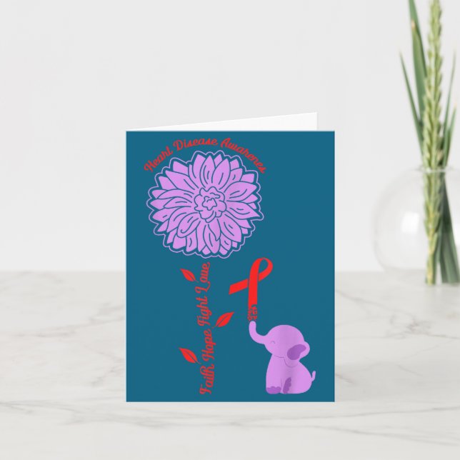 Heart Disease Awareness Faith Hope Fight Love Card (Front)