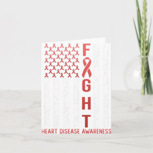 Heart Disease Awareness February Usa Flag Ribbon R Card