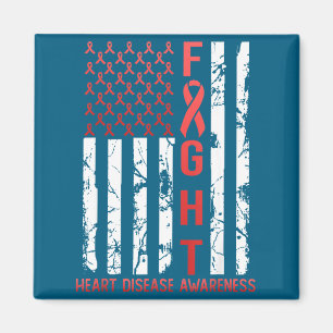 Heart Disease Awareness February Usa Flag Ribbon R Magnet