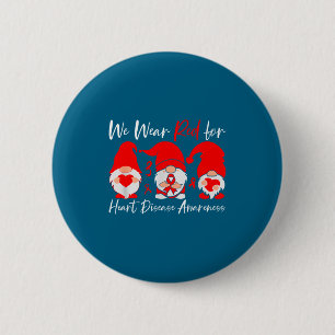 Heart Disease Awareness Gnome 2 Inch Round Button