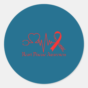 Heart Disease Awareness Go Red In February Health  Classic Round Sticker