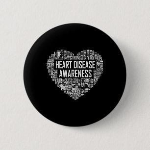 Heart Disease Awareness Heart Gift February Wear 2 Inch Round Button