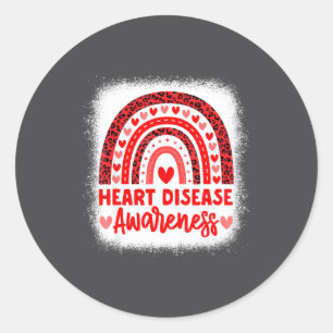 Heart Disease Awareness Heart Month Rainbow Heart Classic Round Sticker