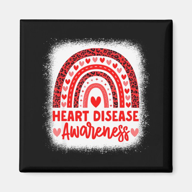 Heart Disease Awareness Heart Month Rainbow Heart  Magnet (Front)