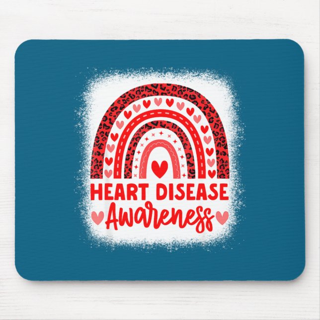 Heart Disease Awareness Heart Month Rainbow Heart  Mouse Pad (Front)