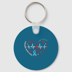 Heart Disease Awareness Heartbeat Survivor Warrior Keychain