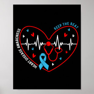 Heart Disease Awareness Heartbeat Survivor Warrior Poster