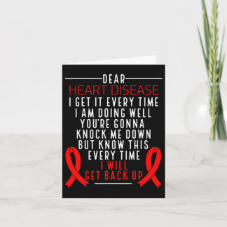 Heart Disease Awareness I Will Get Back Up Red Rib Card