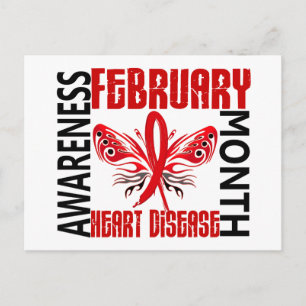 Heart Disease Awareness Month Butterfly 3.4 Postcard