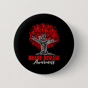 Heart Disease Awareness Month Fighter Tree With Re 2 Inch Round Button