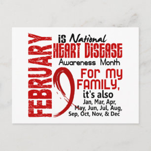 Heart Disease Awareness Month For My Family Postcard