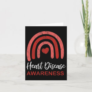 Heart Disease Awareness Month Retro Rainbow Heart  Card