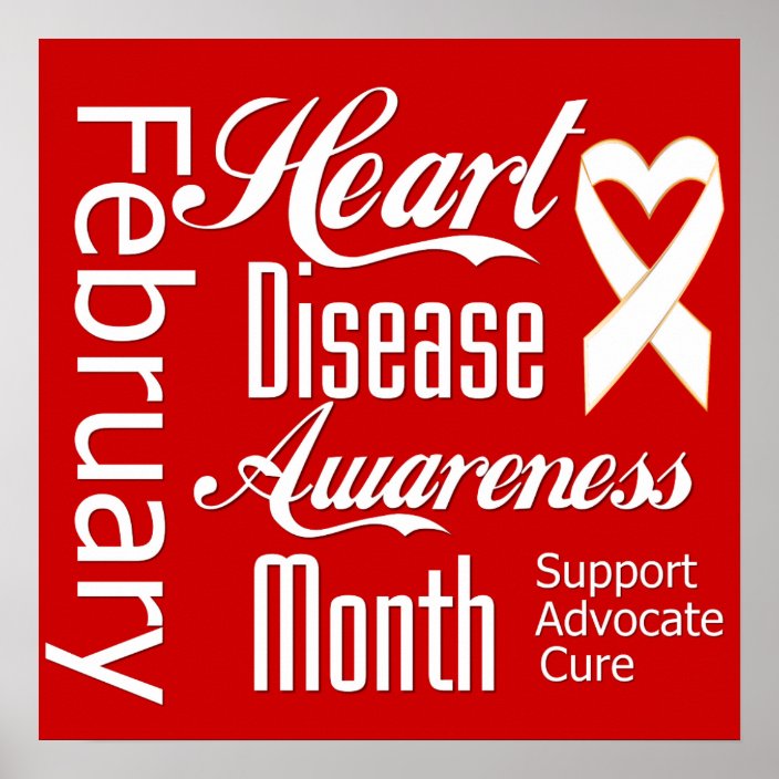 Heart Disease Awareness Month Ribbon Poster | Zazzle.ca