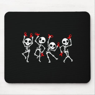 Heart Disease Awareness Month Skeleton Red Ribbon Mouse Pad