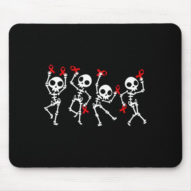 Heart Disease Awareness Month Skeleton Red Ribbon  Mouse Pad (Front)
